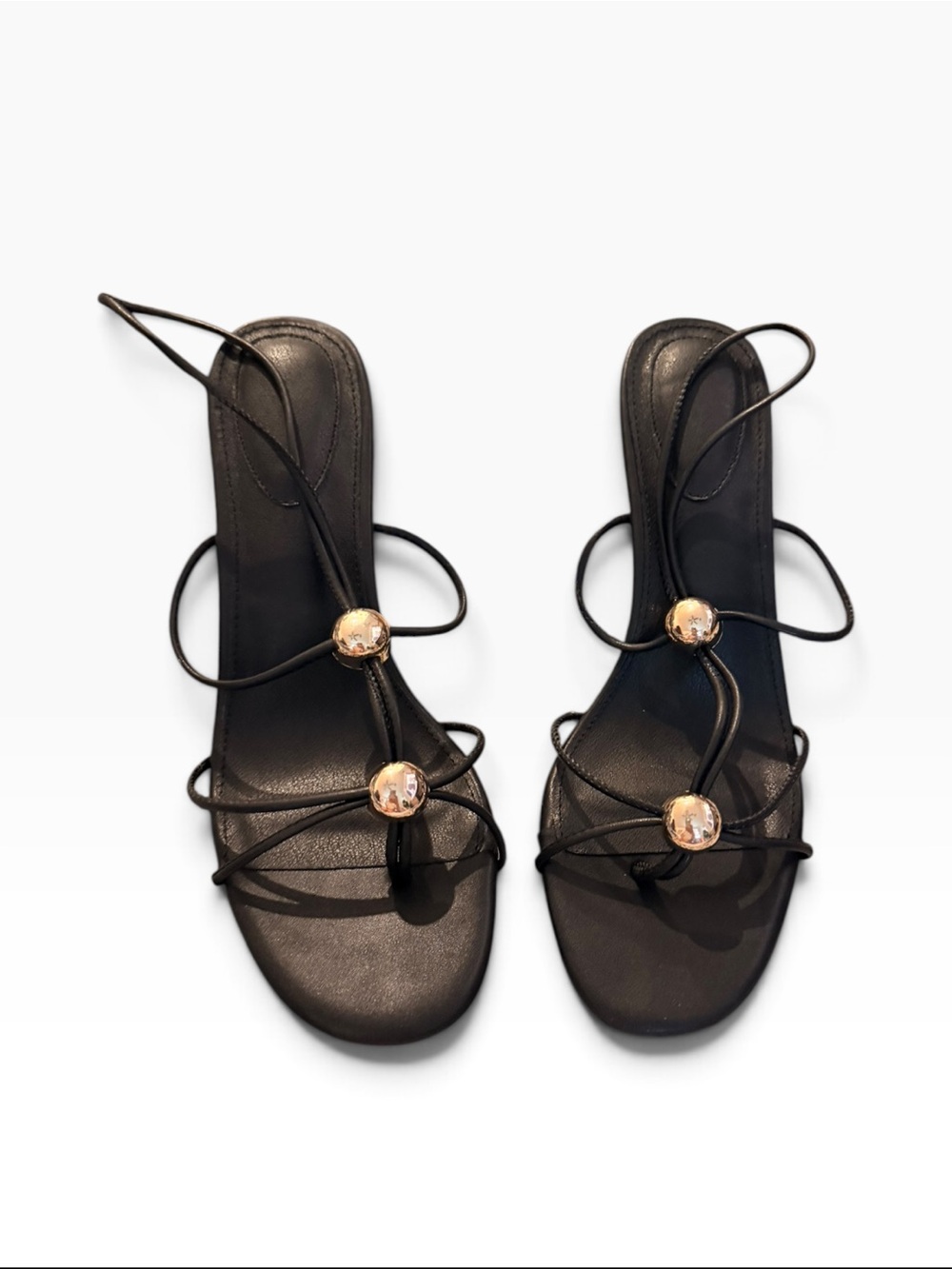 New, Black Strappy Sandals with Gold Accent Women’s Size 9